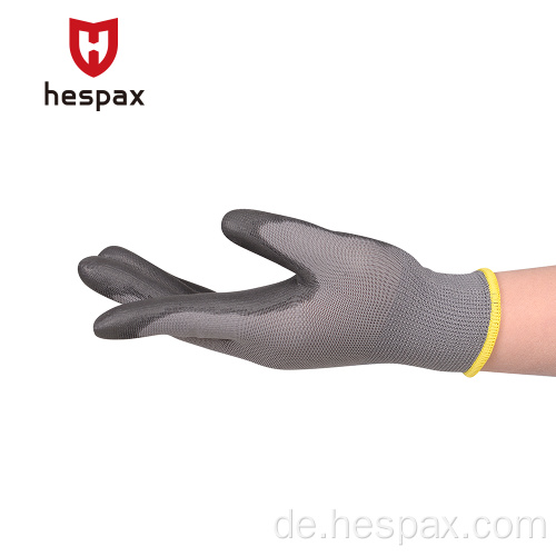 Hesspax hochwertige schwarze Nylon -PU -Polyurethanhandschuhe